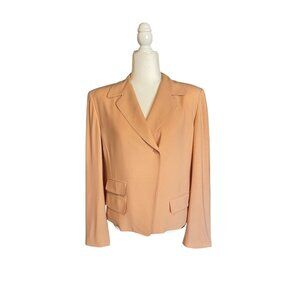 Vintage Union Made Anne Klein II Womens Peach Blazer 100% Wool Blend Size S